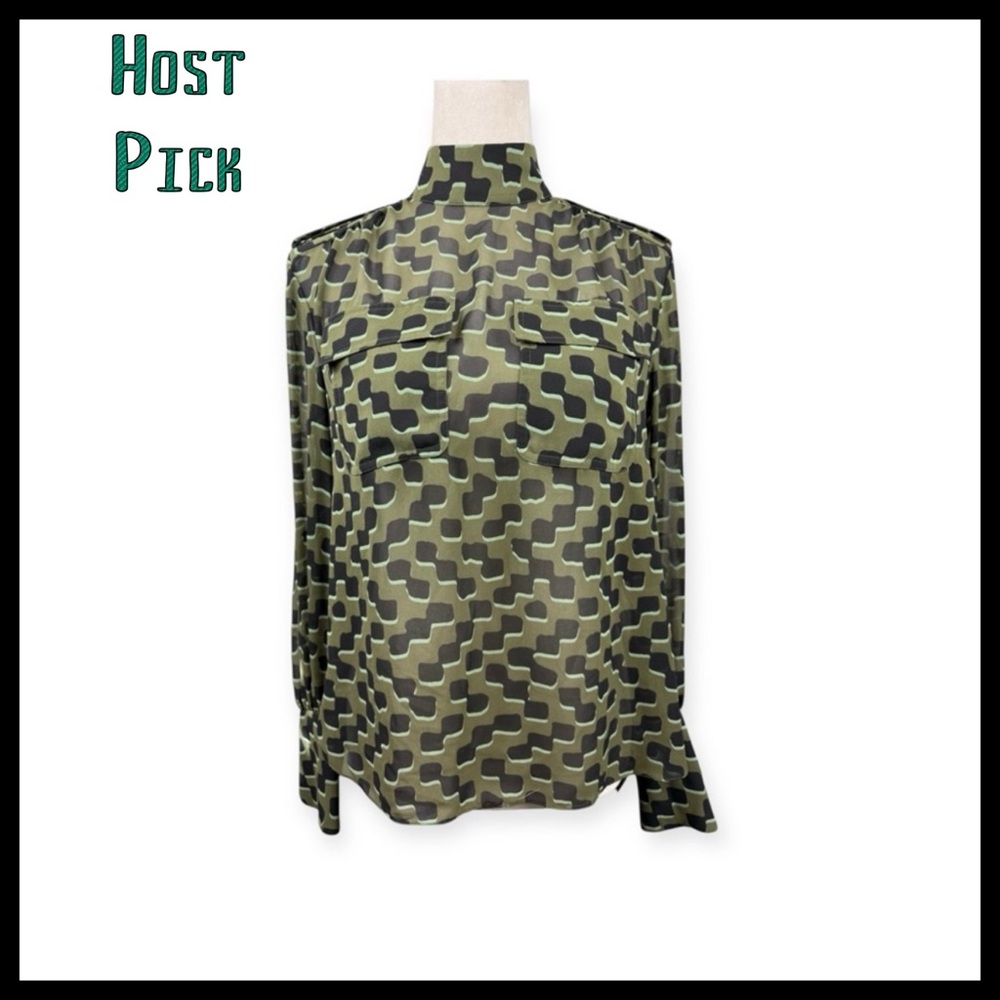 🔥Host Pick 🔥Kate Spade high neck Black and green geometric print top size small